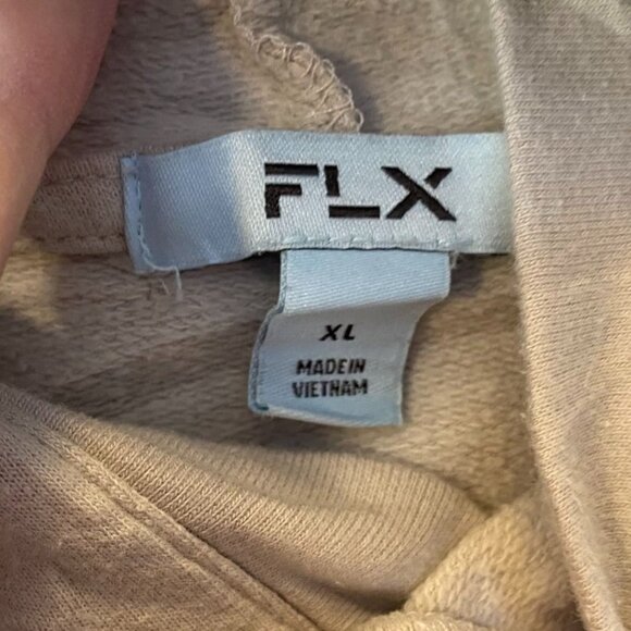 FLX Womans Cropped Hooded Sweatshirt XL Beige 96% Cotton 4% Spandex Pullover - Picture 3 of 9